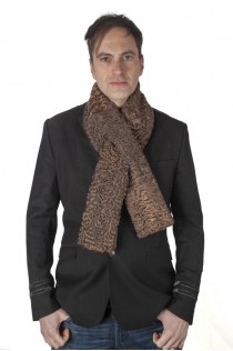 Brown karakul lamb fur scarf - fur on both sides - Unisex